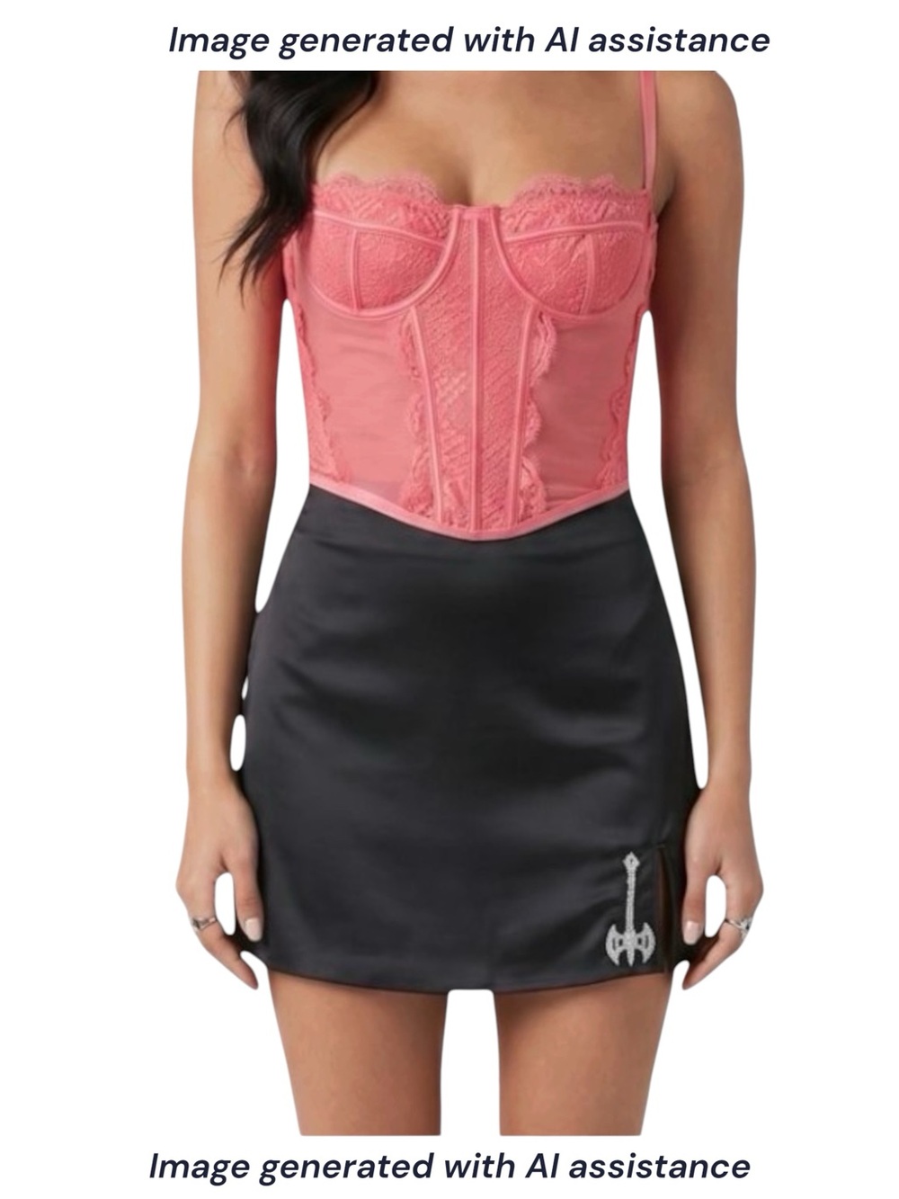 Mary Wyatt London size 6 (UK10) black satin axe split hem mini skirt